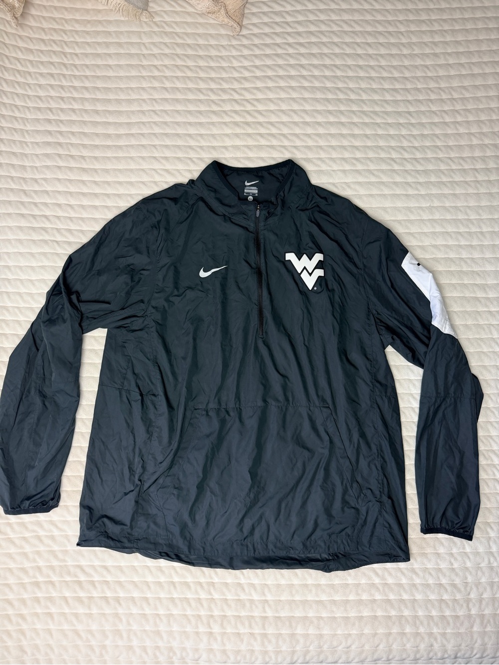 Nike WVU West Virginia Mountaineers Half-Zip Windbreaker Jacket Charcoal Grey XL
